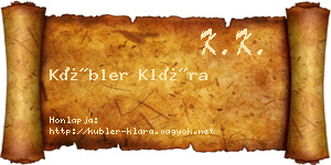 Kübler Klára névjegykártya