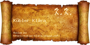Kübler Klára névjegykártya